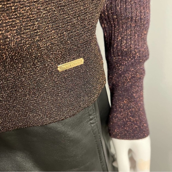 TORY BURCH Lindley Shimmer Sparkle Wool Blend Turtleneck Sweater M - Picture 9 of 11